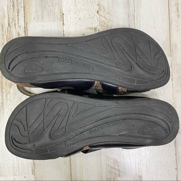 Abeo Bria Leather Sandals Women's Size 6 Black Laser Cut Back Strap - Picture 9 of 10